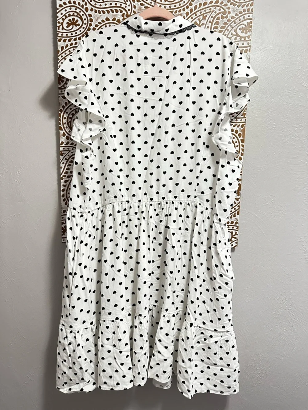 Hot Topic White and Black Heart Print Ruffle Dress - Picture 5 of 5